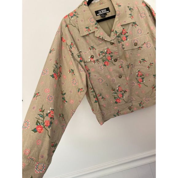 SK Wear Vintage Dainty Floral Neutral Jacket Women's Size Large No Wear A122 - Picture 5 of 13